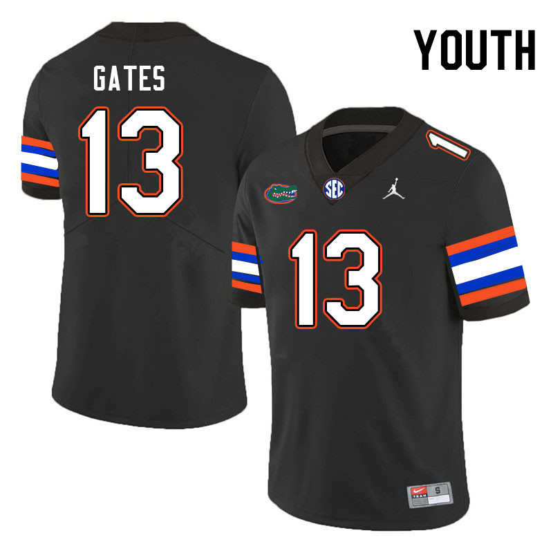 Youth #13 Aaron Gates Florida Gators College Football Jerseys Stitched-Black - Click Image to Close